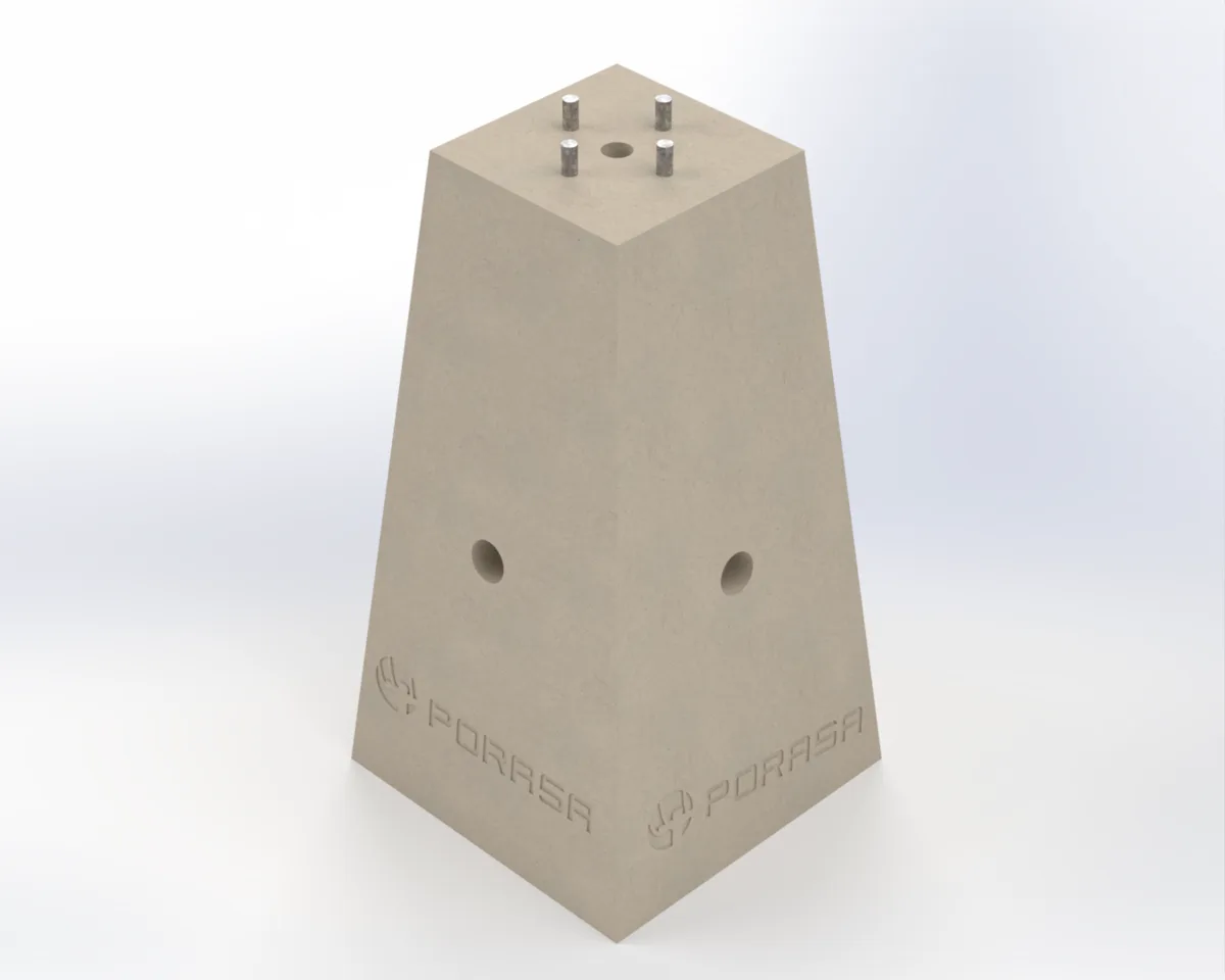 Base arbotante piramidal 40×65×120 cm — anclas de 3/4"