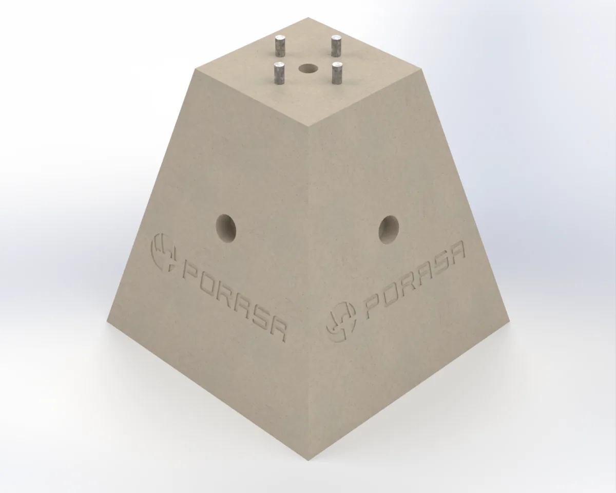 Base arbotante piramidal 40×80×80 cm — anclas de 3/4"