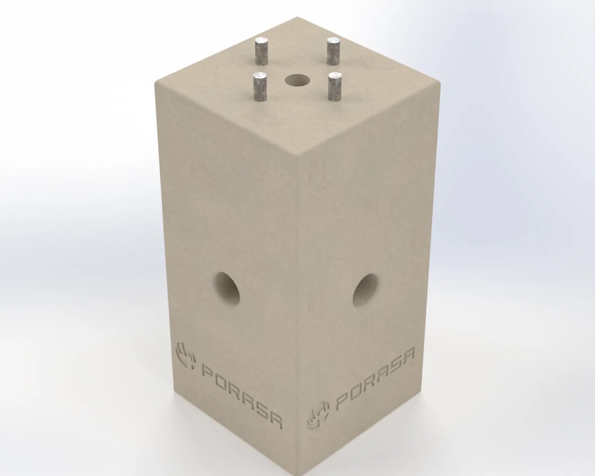 Base arbotante rectangular 40×40×80 cm — anclas de 3/4"